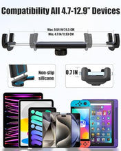 Load image into Gallery viewer, Wukanleng Motorcycle Phone Tablet Mount for 3/4"-11/4" Handlebar, Dual Protection Bike Tablet Holder Fits 4-11" Devices, Bicycle Scooter Handlebar Clamp for iPad Pro/Air/Mini, Galaxy Tab Z Fold
