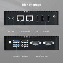 Load image into Gallery viewer, VENOEN Fanless Mini PC Win 11 Pro Industrial PC 12th Gen in-tel J6412 Processor, 8G DDR4 256G M.2 SSD Office Home Industrial Mini Computer, 2xHD+DP Triple Display/2xLan/2xRS232 COM/WiFi/BT 4.2
