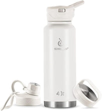 Load image into Gallery viewer, IDEUS Vacuum Insulated Water Bottle, 40 oz Stainless Steel Water Bottles with Straw and Spout Lid, Reusable Metal Water Bottle Leak Proof Gym Water Bottle, BPA-Free(White)
