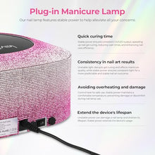 Load image into Gallery viewer, Lavinda UV Nail Lamp, 54W UV Light for Gel Nails with Rhinestones, Plug-in UV LED Nail Lamp Nail Light Fast Curing Lamp Nail Dryer for Gel Polish, Nail Supplies for Salon Home Use, Gradient Pink
