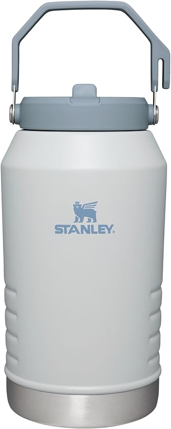 Stanley IceFlow Stainless Steel Water Jug with Straw, Vacuum Insulated Water Bottle for Home and Office, Reusable Tumbler with Straw Leak Resistant Flip, Fog, 96OZ