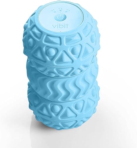 𝗩𝗶𝗯𝗶𝘁 - Vibrating Massager for Plantar Fasciitis, Pain Relief and Sciatica, Foot and Body Portable Massage Roller, Deep Tissue Pain Relief from Feet to Neck, Electric, 3 Vibration Levels (Blue)