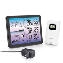 Load image into Gallery viewer, Uzoli EM3566D Weather Station Wireless Indoor Outdoor, 7.4in Home Weather Station with Atomic Clock, Temperature, Humidity, Weather Forecast, Moon Phase, Indoor Outdoor Thermometer with Large Display
