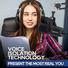 Load image into Gallery viewer, FDUCE Dynamic Microphone, XLR/USB Podcast Recording PC Microphone for Vocal Voice-Over Streaming, Studio Metal Mic with Mute, Headphone Jack, Monitoring Volume Control, with Boom Arm (SL40+)
