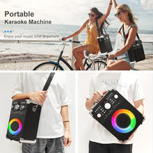 Load image into Gallery viewer, Pro Audio Certified Karaoke Machine with 3 Mics, 24H Playtime Portable Bluetooth 5.3 Party Speakerw/DJ Light &amp; Bass Boost, All-in-1 Home Entertainment System for Adults/Kids, Indoor/Outdoor Gathering
