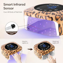 Load image into Gallery viewer, Lavinda LED Nail Lamp UV Light for Gel Nails 54W Cordless Rechargeable UV Lamp Nail Light with 4 Timer, 2X Faster Professional Gel Polish Curing Nail Dryer for Salon Use-Leopard Print
