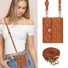 Load image into Gallery viewer, XIMAND for Samsung Galaxy Z Flip 7 Accordion Crossbody Wallet Case, 4 Card Slots, RFID Blocking, and Adjustable Strap - Stylish and Versatile Accessory.(Brown)
