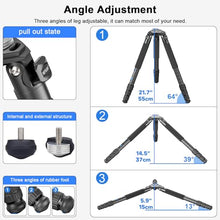Load image into Gallery viewer, 63&quot; Carbon Fiber Tripod for Camera Heavy Duty Tripod WEYLLAN NX9 40mm Leg 10 layer Carbon Tripod Professional Camera Stand with 75mm Bowl Adapter for Zoom Lens, Bird Photography, DSLR, Load 88lbs/40kg
