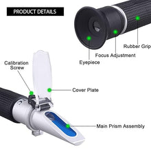 Load image into Gallery viewer, Antifreeze Refractometer, 3-in-1 Antifreeze Coolant Tester for Checking Freezing Point, Concentration of Ethylene Glycol Propylene Glycol Based Automobile Antifreeze Coolant Condition
