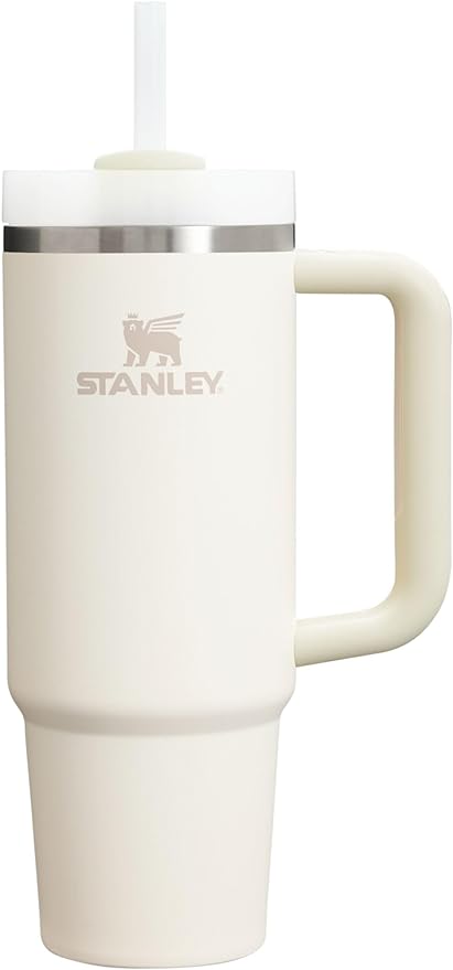 Stanley Quencher H2.0 FlowState Stainless Steel Vacuum Insulated Tumbler with Lid and Straw for Water, Iced Tea or Coffee, Smoothie and More, Cream 2.0, 30oz