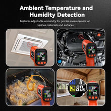 Load image into Gallery viewer, &#39;-58°F to 2732°F Infrared Thermometer Temperature Gun with Thermocouple Probe, 50:1 Laser Temperature Gun for Humidity Measurement, BBQ, AC, High Temp Gun for Engine, Kiln, Forging, Industrial Use
