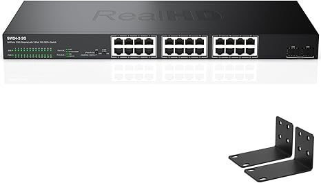 24 Port 2.5G Web Managed Ethernet Network Switch 24 x 2.5 Gigabit | 2 x 10G SFP+ | Work with 10-100-1000Mbps Devices | 160G Bandwidth | Fanless Quiet Metal Internet Switch | Rack Mount