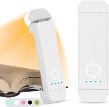 Load image into Gallery viewer, Book Reading Light,Silent Touch Book Lamp for Reading in Bed,Rechargeable Clip on Booklight with 3 Amber Colors &amp; 7 LEDs Precise Dimming for Eye Caring Night Reading,Book Lovers,Kids,White
