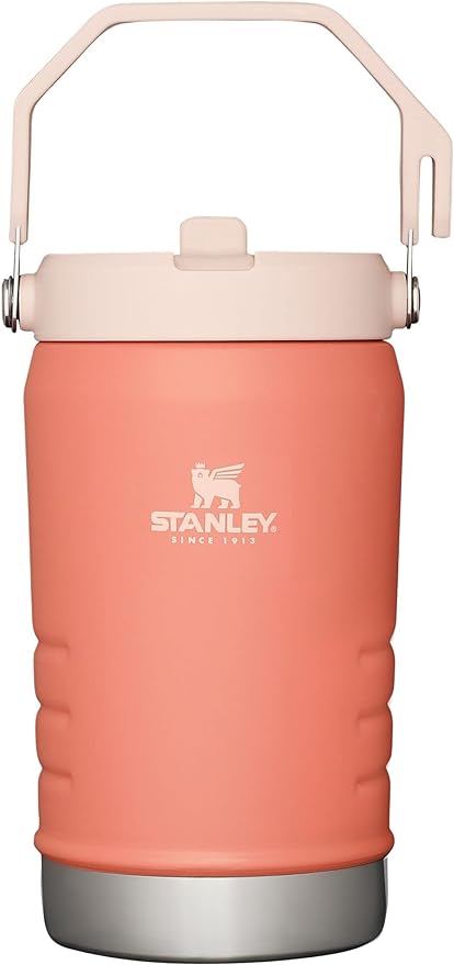 Stanley IceFlow Stainless Steel Water Jug with Straw, Vacuum Insulated Water Bottle for Home and Office, Reusable Tumbler with Straw Leak Resistant Flip, Grapefruit, 40OZ