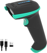 Load image into Gallery viewer, Tera Barcode Scanner Wireless Versatile 2-in-1 (2.4Ghz Wireless+USB 2.0 Wired) with Battery Level Indicator 328 Feet Transmission Distance Rechargeable 1D Laser Bar Code Reader USB Handheld (Blue)
