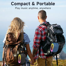Load image into Gallery viewer, HWWR Portable Bluetooth Speaker, 360° Stereo Sound Loud Wireless Speaker, 24H Playtime, IPX7 Waterproof, Bluetooth 5.3, TWS Pairing, RGB Lights, Portable Speakers for Outdoor Camping Hiking Party
