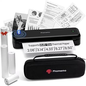 Phomemo Portable Printers Wireless for Travel [Upgraded],M834 Bluetooth Thermal Printer 8.5