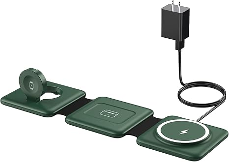 3 in 1 Wireless Charger for iPhone - Foldable Charging Station Travel Charging Dock Compatible with iPhone 16 15 14 13 12 Pro Max Plus Watch & Airpods