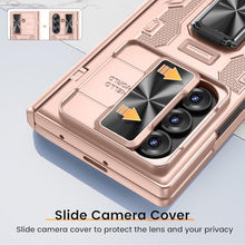 Load image into Gallery viewer, VEGO for Samsung Galaxy Z Fold 7 Case with Stand[Built in Screen Protector &amp; Slide Lens Cover]Hinge Protection Hard Shell Rugged Kickstand Full Body Protective Phone Case for Z Fold 7 2025 - Rose Gold
