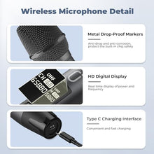 Load image into Gallery viewer, HWWR Wireless Microphones, Professional UHF Dual Microphones for Karaoke, Wireless Dynamic Microphone System Set with Rechargeable Receiver,Plug and Play, Speech, Wedding, Church, PA System
