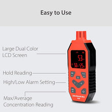 Load image into Gallery viewer, Rechargeable Carbon Monoxide Detector with LCD Screen and Temperature/Humidity Sensor, Portable Handheld CO Meter Tester, 0-1000PPM Measurement Range, for HVAC,Aviation,Camping &amp; Travel (Red)
