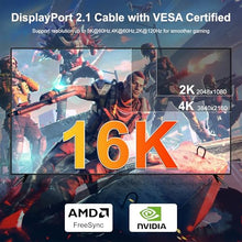 Load image into Gallery viewer, jojobnj DP Cable 1.5ft, DisplayPort 2.1, High Speed DisplayPort Cable (16K,10K,8K@60Hz,4K@144Hz,2K@240Hz) HBR3 Support, HDR 4:4:4 / HDR 10 and HDCP 2.2 for Gaming Monitor (Red)
