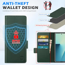 Load image into Gallery viewer, SHIELDON Case for Galaxy Z Fold7 8.0&quot;, Genuine Leather Magnetic Wallet Case, RFID Blocking Card Holder Kickstand Shockproof Cover Compatible with Galaxy Z Fold 7 2025 - Midnight Green
