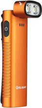 Load image into Gallery viewer, OLIGHT Arkflex Adjustable Right Angle Flashlight, 1000 Lumens Rechargeable Handheld Flashlights, Two-Way Pocket Clip EDC Light with an 0-90°Articulating Head for Working, Outdoors, Repairing (Orange)
