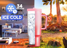 Load image into Gallery viewer, Meoky 40 oz Tumbler with Handle and Flip Straw, 100% Leakproof Tumbler with Lid and Straw, Stainless Steel Insulated Cup, Cupholder Friendly, Keeps Cold for 34 Hours (Flamingo)
