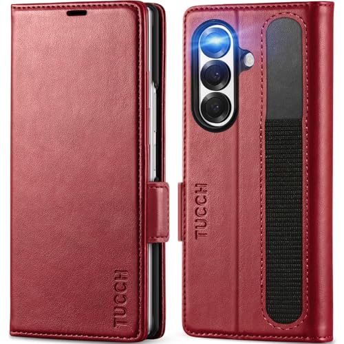 TUCCH Case Wallet for Galaxy Z Fold7 5G, Shockproof PU Leather Magnetic Folio Cover with [RFID Blocking] [Kickstand][4 Card Slots], PC Shell Compatible with Galaxy Z Fold 7 (8.0