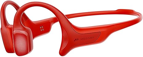 HaptiFit Terra Advanced Smart Sports Wearable, Open Ear Bluetooth Bone Conduction Headphones with Mic and 32GB MP3, Waterproof Wireless Earphones for Workouts, Swimming and Running, Red