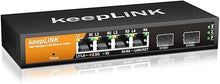Load image into Gallery viewer, 6 Port 2.5G Smart Web Managed Switch, 4 x 2.5G Base-T Ports, 2 x 10G SFP+ Slots, Support Static Link Aggregation, QoS/VLAN/IGMP, Metal Fanless Multi-Gig Network Ethernet Switch
