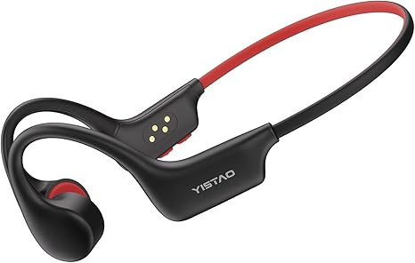 Bone Conduction Headphones, Open Ear Headphones Wireless Earphones, 32GB MP3, 8 Hours Playtime, Bluetooth 5.3, IP68 Waterproof Headphones for Running and Fitness Workout - Red