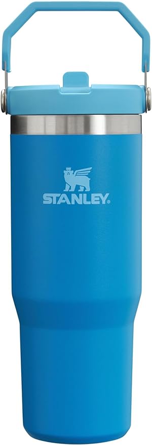 Stanley IceFlow Flip Straw Tumbler with Handle 30 oz | Twist On Lid and Flip Up Straw | Leak Resistant Water Bottle | Insulated Stainless Steel |BPA-Free | Azure