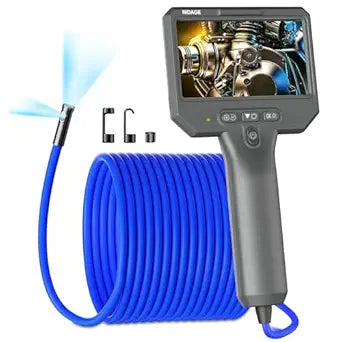 NIDAGE Dual Lens Borescope Inspection Camera 1920P HD Endoscope Camera with Light Waterproof Industrial Endoscope 11.5FT Flexible Snake Camera with 4.3'' IPS Screen, Mechanic Scope Camera Gift for Men