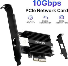 Load image into Gallery viewer, Fenvi 10GB PCIe Network Card with Single RJ45 Port NIC LAN Card Marvell AQtion AQC113C 10G Base-T Ethernet PCI-E Network Adapter Controller for Windows10/11/Linux and Windows Server 2012 Above
