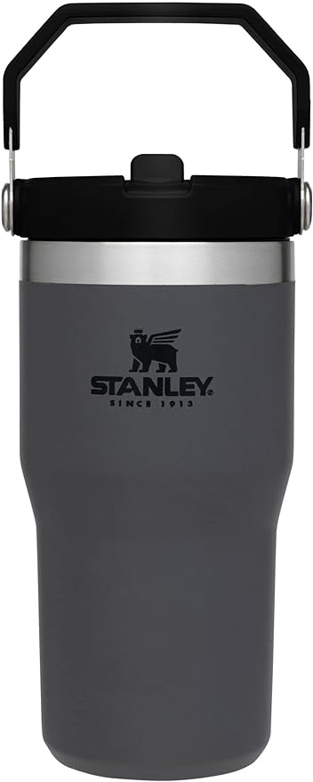 Stanley IceFlow Stainless Steel Tumbler with Straw - Vacuum Insulated Water Bottle for Home, Office or Car Reusable Cup with Straw Leak Resistant Flip Cold for 12 Hours or Iced for 2 Days (Charcoal)