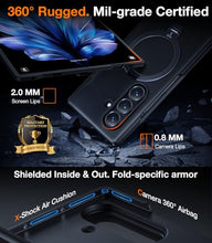 Load image into Gallery viewer, TORRAS 360 Spin Magnetic Stand for Galaxy Z Fold 7 Case, MIL-Grade Hinge Protection, Fit for Magsafe, 360 Kickstand &amp; Ring Holder, Armor Hard Slim Case for Samsung Galaxy Z Fold 7, Black
