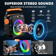 Load image into Gallery viewer, Karaoke Machine with 2 Microphones: HWWR Portable Bluetooth Speaker with 6.8&quot; Subwoofers, Karaoke Machine for Adults Kids with PA System, Karaoke Microphone &amp; DJ Lights for Home Party Outdoor
