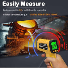 Load image into Gallery viewer, Surpeer Infrared Thermometer Pyrometer Temperature Gun -58°F to 1796°F, 50:1 Distance Ratio, Laser IR Temp Gun for Cooking, Pizza Oven, Engine, Kilns, Forges, Industry, and Home Repair.
