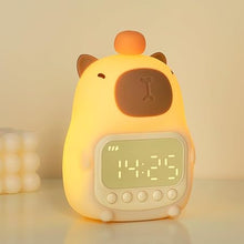 Load image into Gallery viewer, Capybara Alarm Clock with Night Light for Kids, Cute Alarm Clocks for Bedrooms Ok to Wake Clocks, Silicone Animal Tabletop Lamp for Teen Girls Boys
