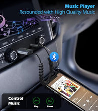 Load image into Gallery viewer, KAIY Bluetooth Aux Adapter for Car, AUX to Bluetooth 5.3 Receiver Hands-Free Calling, 3.5mm Wireless Audio Receiver USB-Powered, USB 2.0 to 3.5mm Jack Compatible with Car Speakers/Home Stereo
