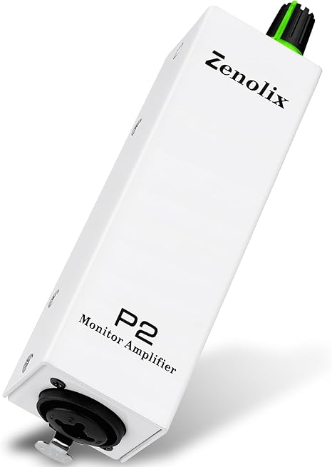 P2 Portable in Ear Monitor Amplifier, Headphone Amp with XLR/TRS Inputs 3.5mm Output, Headphone Amplifier with Durable Belt Clip, Stereo/Mono Switch for Drummers, Guitar, Keyboardists, White