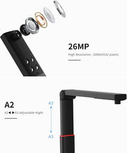 Load image into Gallery viewer, VIISAN Document Scanner - USB Document Camera with Max Capture Size A2, 130 Languages OCR, Auto-Flatten &amp; Deskew Tech, Fingerprint Removal Tech, Fast Scan 1.5s/Page, 26MP Book Scanner for Mac/Windows
