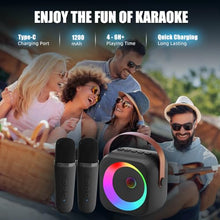 Load image into Gallery viewer, ZERFUN Mini Karaoke Machine for Kids Adults, Karaoke Microphone Wireless Microphones Rechargeable with Bluetooth Speaker, Girls Boys Kids Birthday Christmas Toys Gifts Presents, Black
