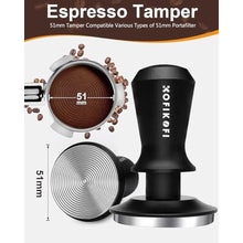 Load image into Gallery viewer, 51mm Espresso Tamper, Coffee Tamper with 30lbs Spring Loaded, Barista Espresso Coffee Tamper with Stainless Steel Ripple Base and Aluminum Handle Fits for All 51mm Espresso Machines, Black_5752
