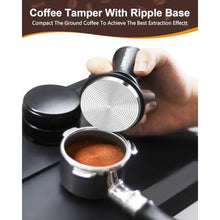 Load image into Gallery viewer, 51mm Espresso Tamper, Coffee Tamper with 30lbs Spring Loaded, Barista Espresso Coffee Tamper with Stainless Steel Ripple Base and Aluminum Handle Fits for All 51mm Espresso Machines, Black_5753
