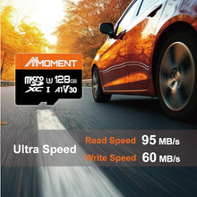 Load image into Gallery viewer, MMOMENT 128GB (2 Pack) Micro SDXC Card, A1, UHS-I, U3, V30, Class10 Compatible, Read Speed Up to 95 MB/s,Write Speed Up to 60 MB/s, SD Adapter Included
