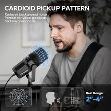 Load image into Gallery viewer, FDUCE Dynamic Microphone, XLR/USB Podcast Recording PC Microphone for Vocal Voice-Over Streaming, Studio Metal Mic with Mute, Headphone Jack, Monitoring Volume Control, with Boom Arm (SL40+)
