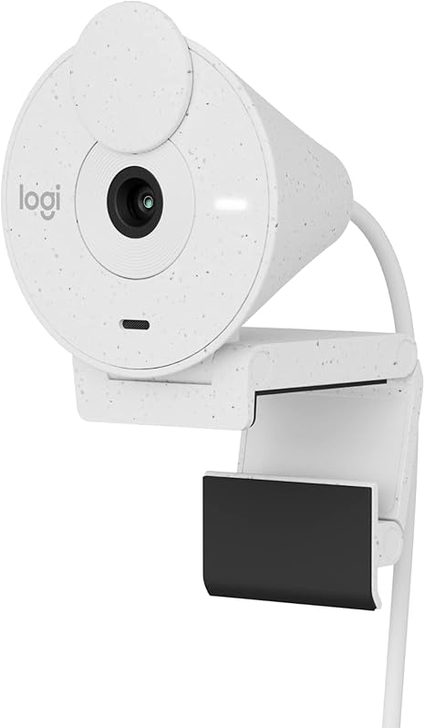 Logitech Brio 300 Full HD Webcam with Privacy Shutter, Noise Reduction Microphone, USB-C, certified for Zoom, Microsoft Teams, Google Meet, Auto Light Correction - Off White